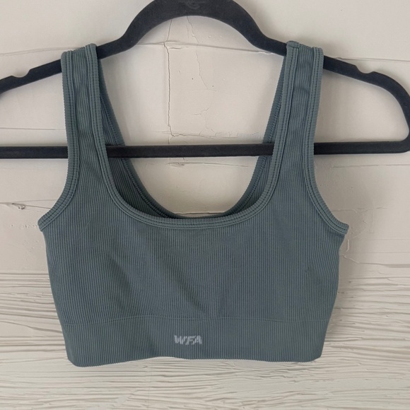 White Fox Active | Size S | Steel Blue Ribbed Sports Bra - Picture 1 of 6